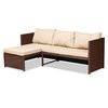 Baxton Studio Carlton Modern Sand Fabric and Brown Finished Woven PE Rattan 3-PC Outdoor Patio Lounge Set 183-11752-Zoro